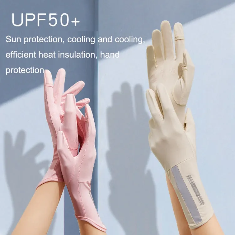 1 Pair XC-14 Riding Driving Sunscreen Anti-UV Fingerless Ice Silk Gloves, Style: Line (Black)