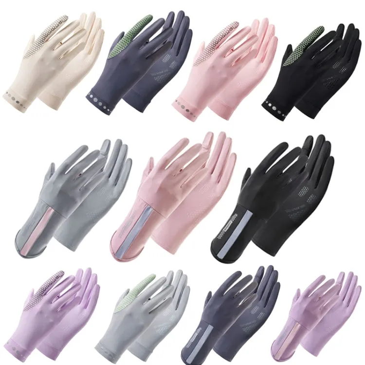 1 Pair XC-14 Riding Driving Sunscreen Anti-UV Fingerless Ice Silk Gloves, Style: Line (Pink)