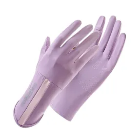 1 Pair XC-14 Riding Driving Sunscreen Anti-UV Fingerless Ice Silk Gloves, Style: Line (Purple)