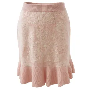 100% Cashmere Jacquard Knit Pleated Skirt