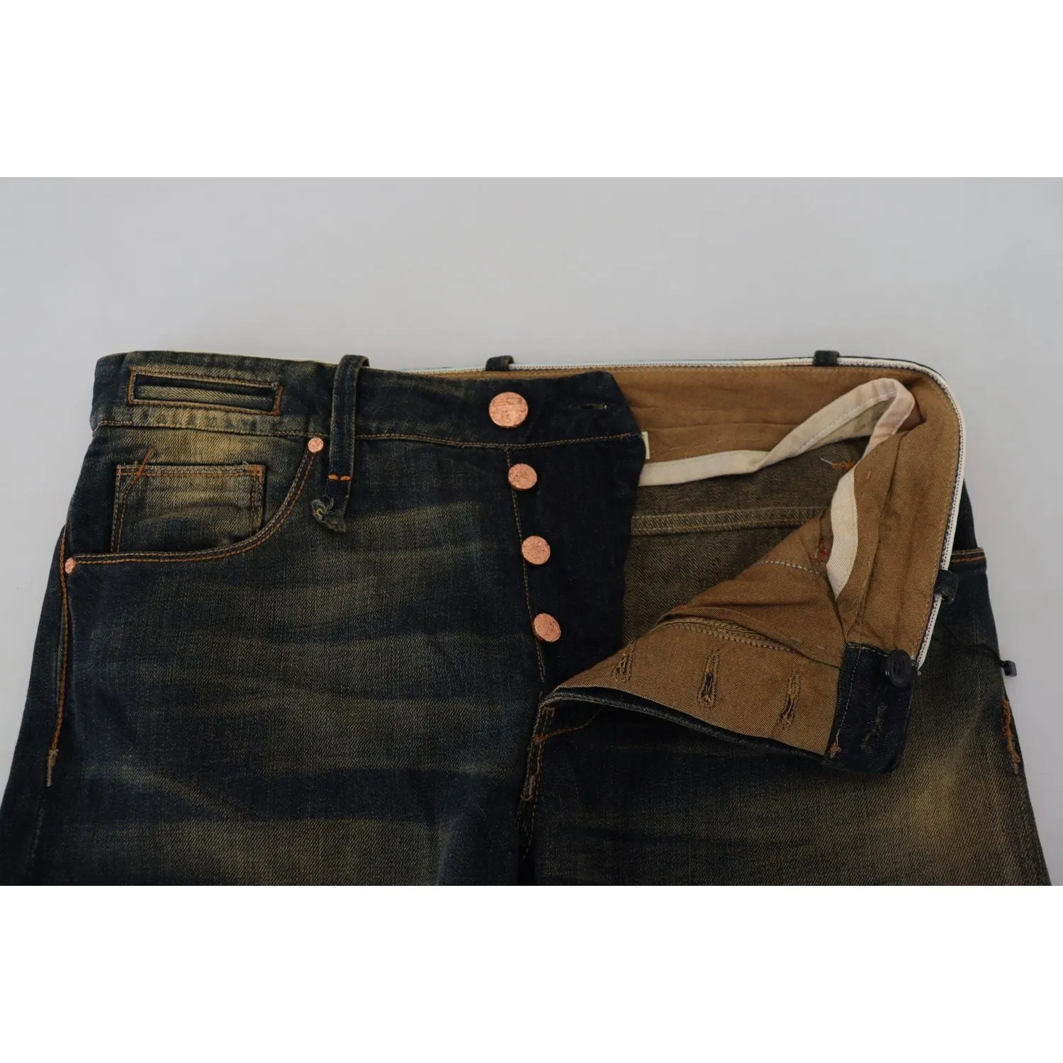 Acht Elegant Blue Washed Denim Pants - Authentic Craftsmanship