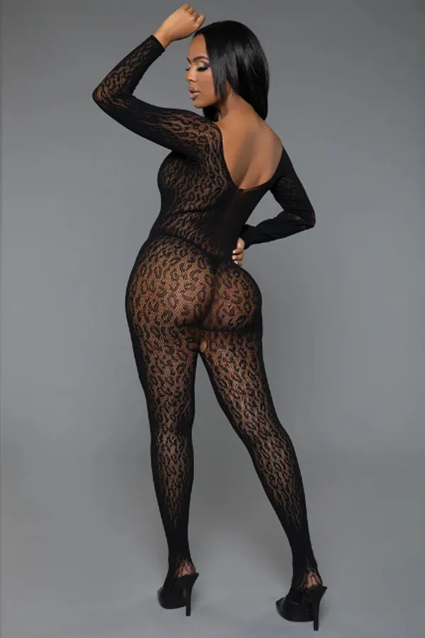 Animal Instinct Bodystocking, Sexy Leopard Netting Catsuit Bodystocking