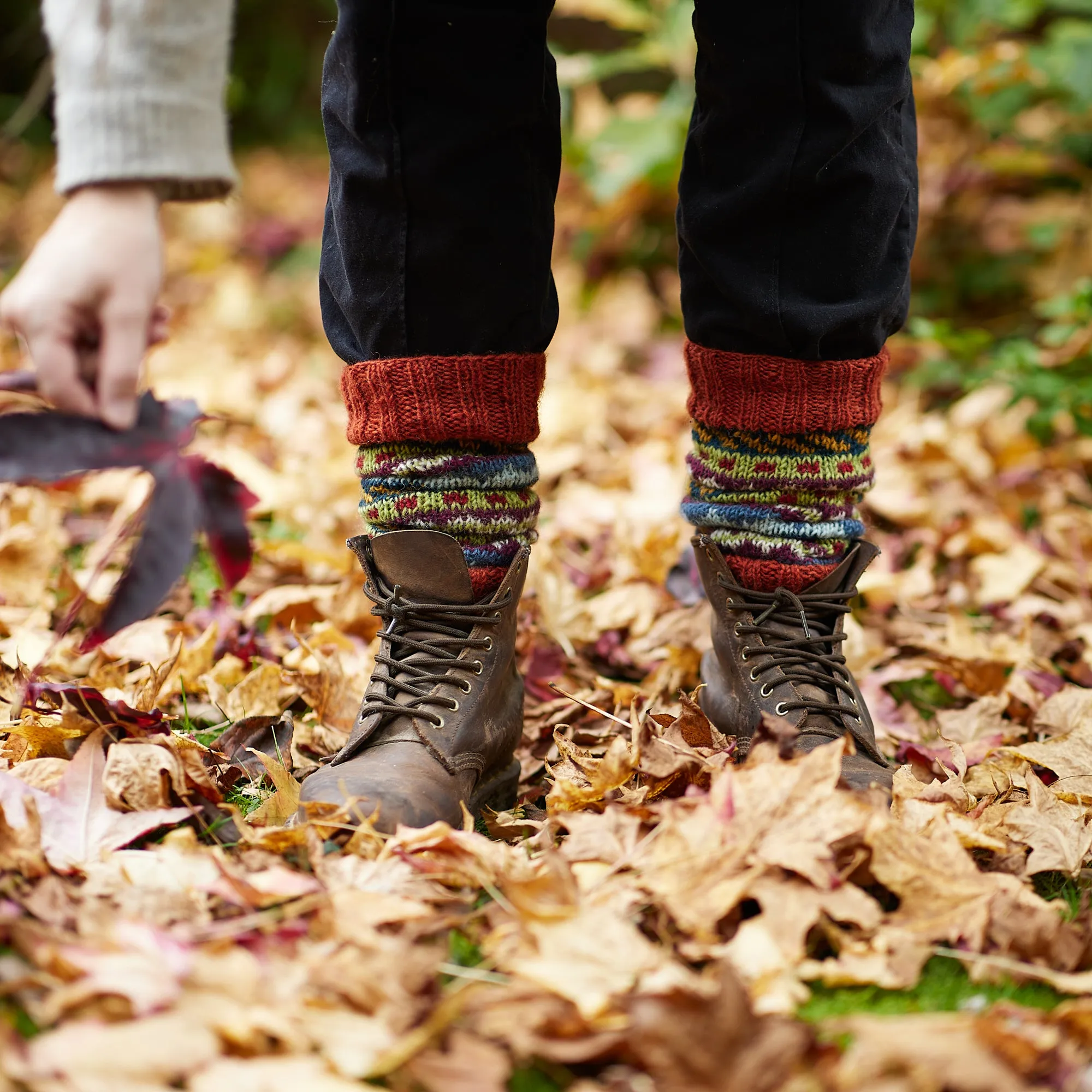 BHAWANA Fair Isle Handknit Waste Wool Legwarmers