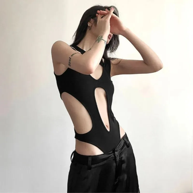 Black Goth Cut Out Bodysuit