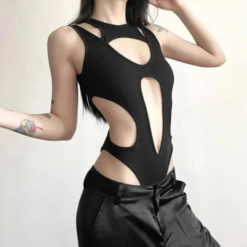 Black Goth Cut Out Bodysuit