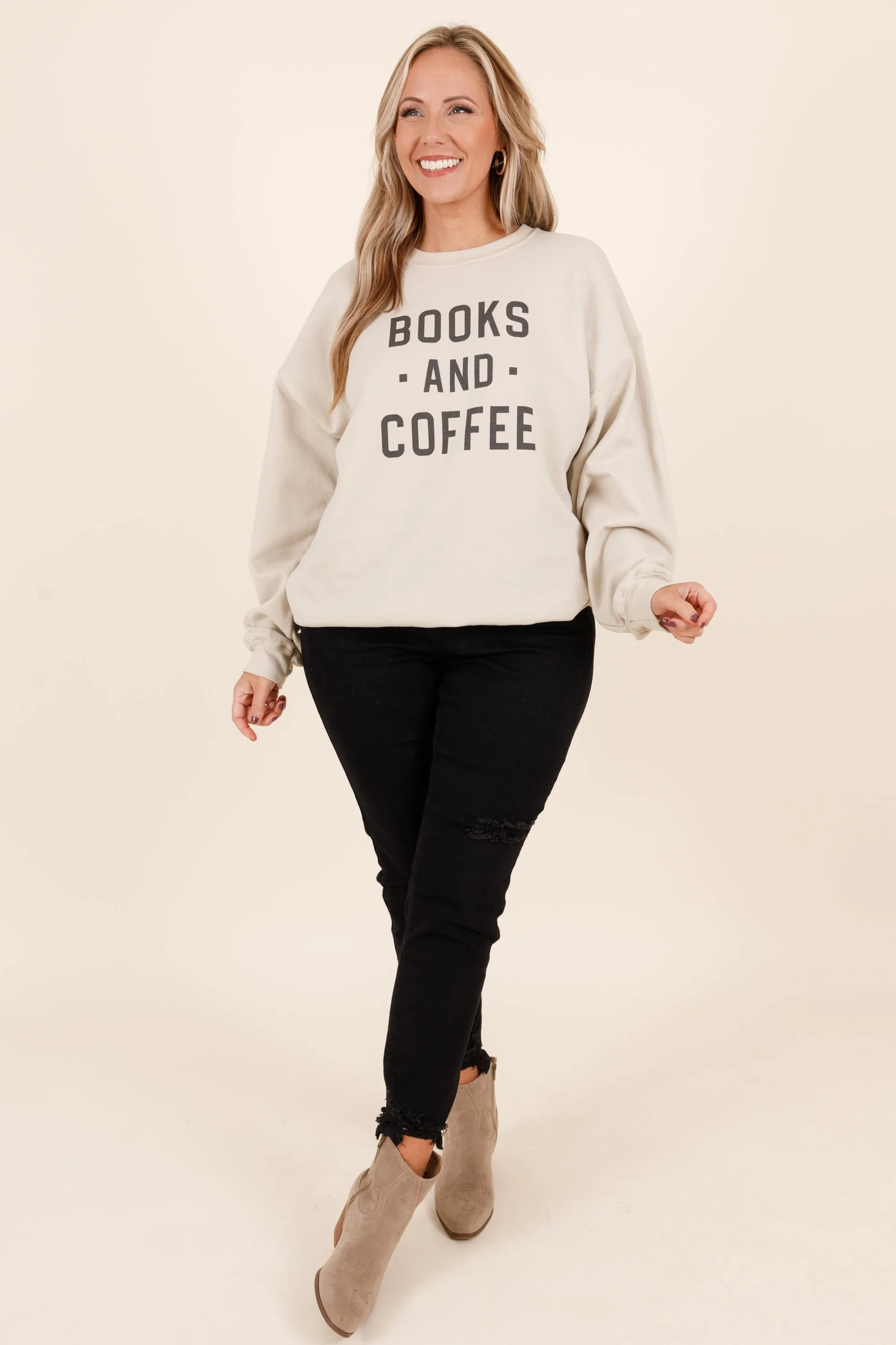 Books And Coffee Sweatshirt, Sand