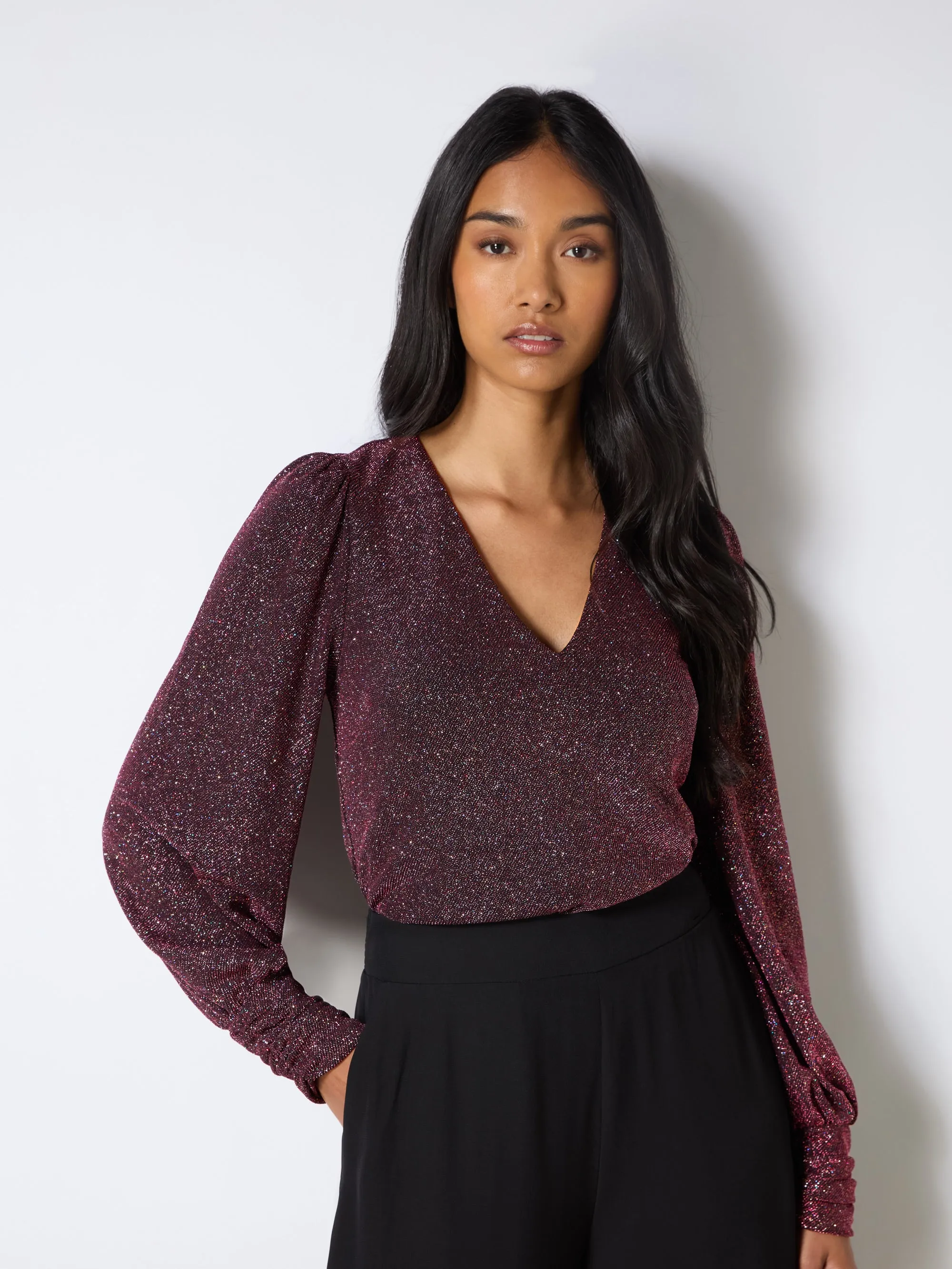 Burgundy Super Sparkle Jersey Bodysuit