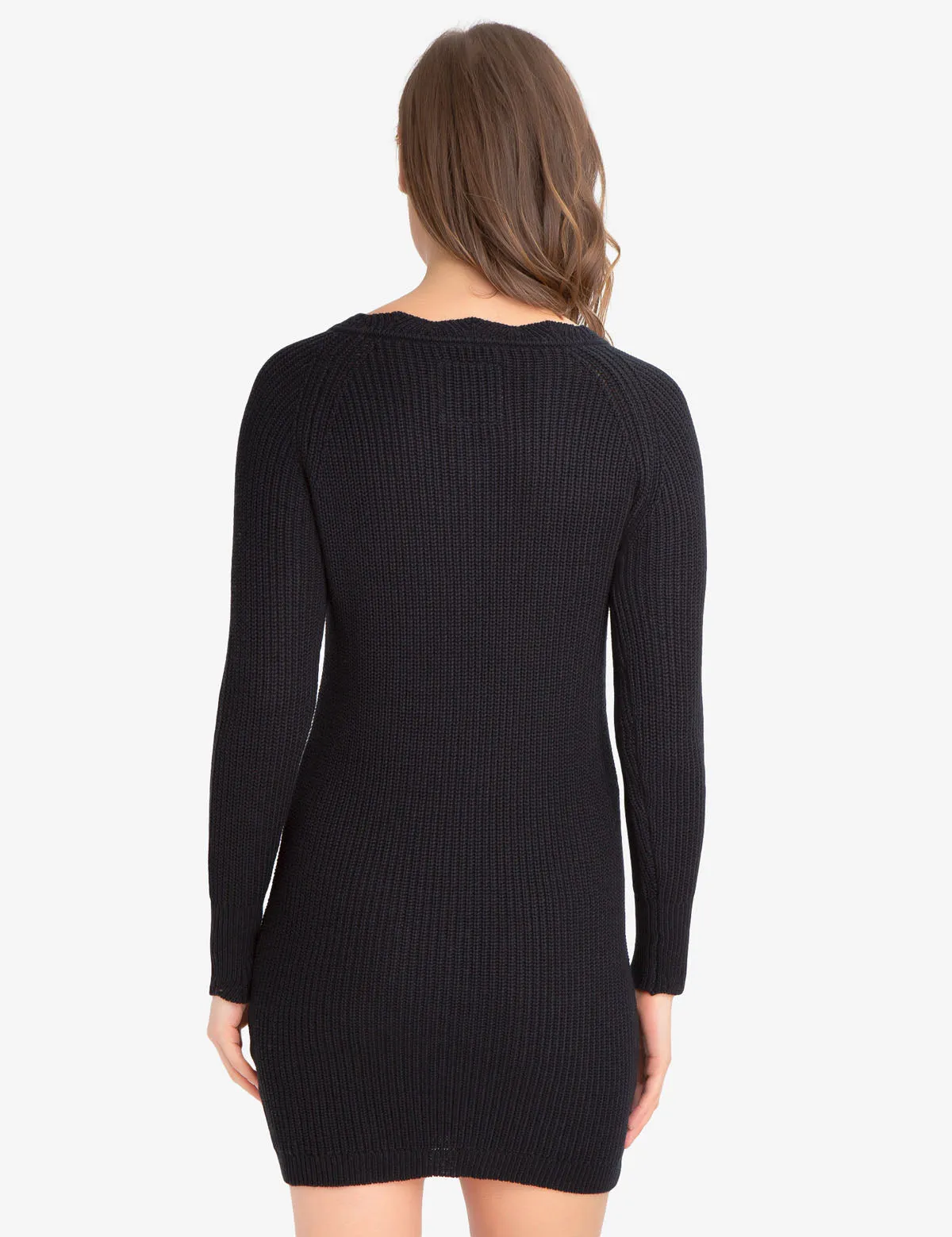 CABLE V-NECK SWEATER DRESS