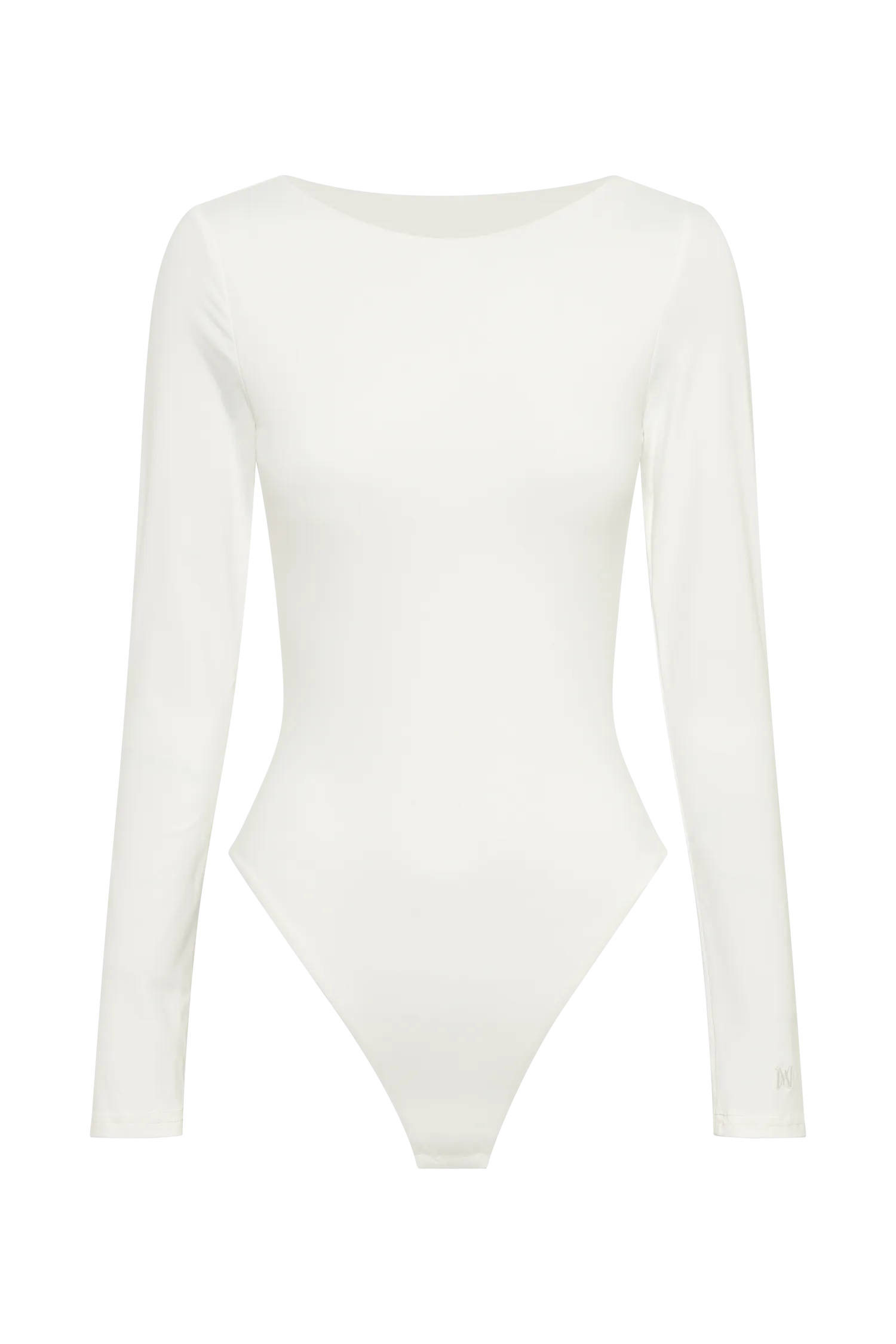 Cheyenne Long Sleeve Plunge Back Bodysuit - White