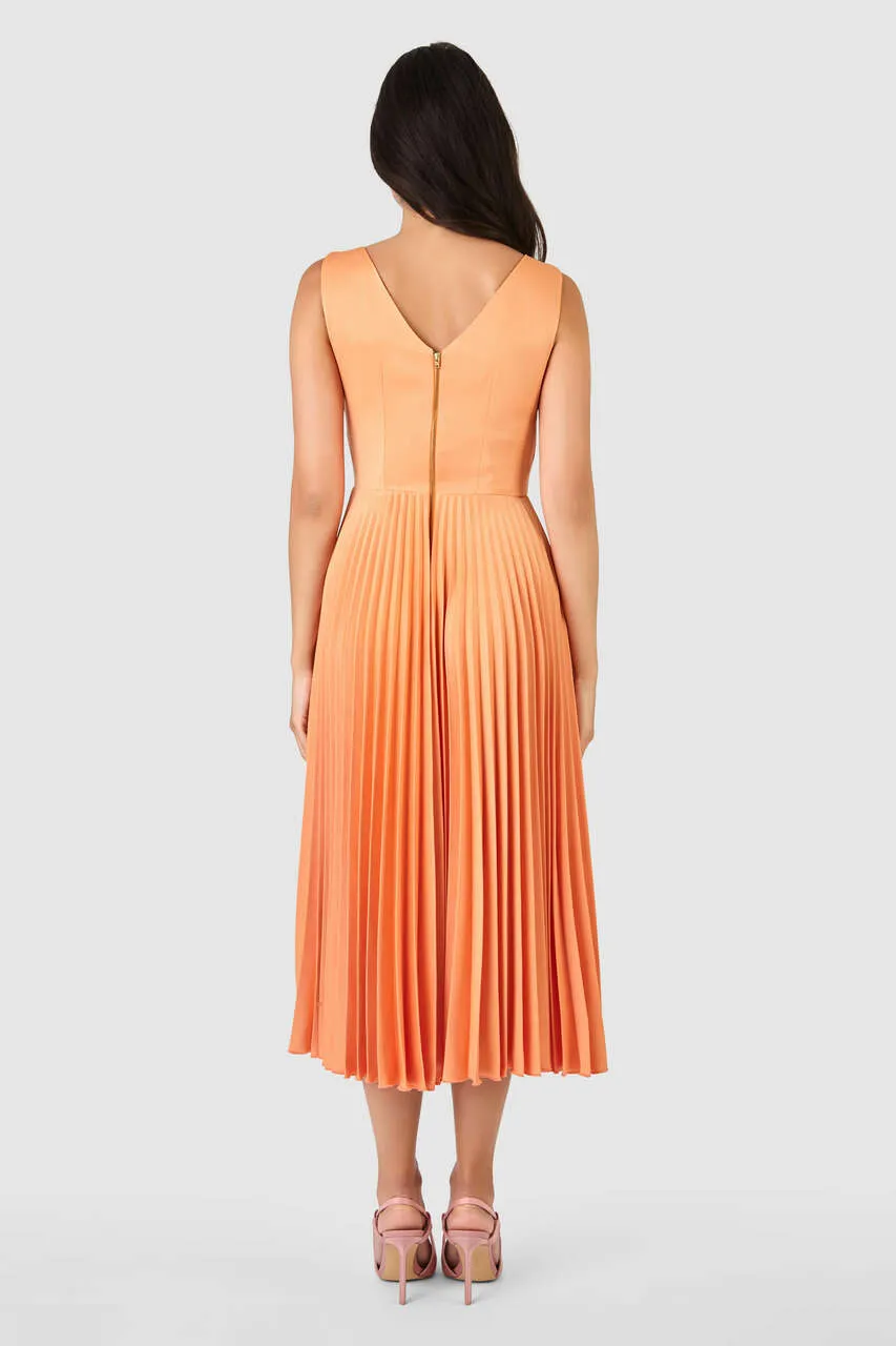 Clementine Pleated Dress (Peach)