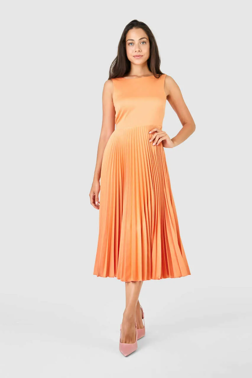 Clementine Pleated Dress (Peach)