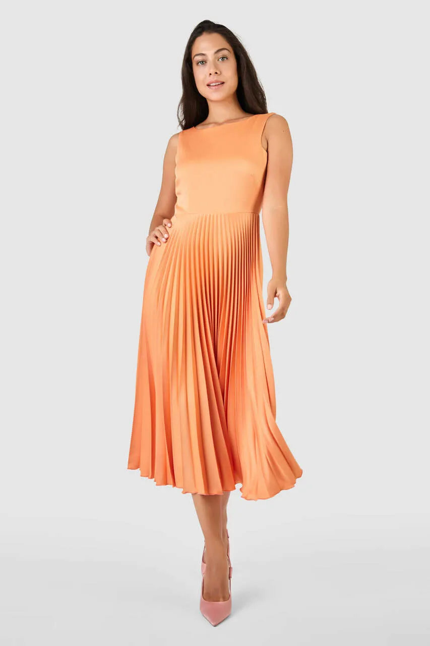 Clementine Pleated Dress (Peach)