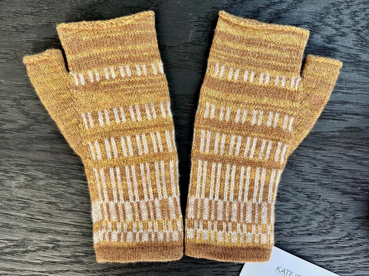 Coastline Wool Fingerless Mittens - Yellow Ochre/Mustard