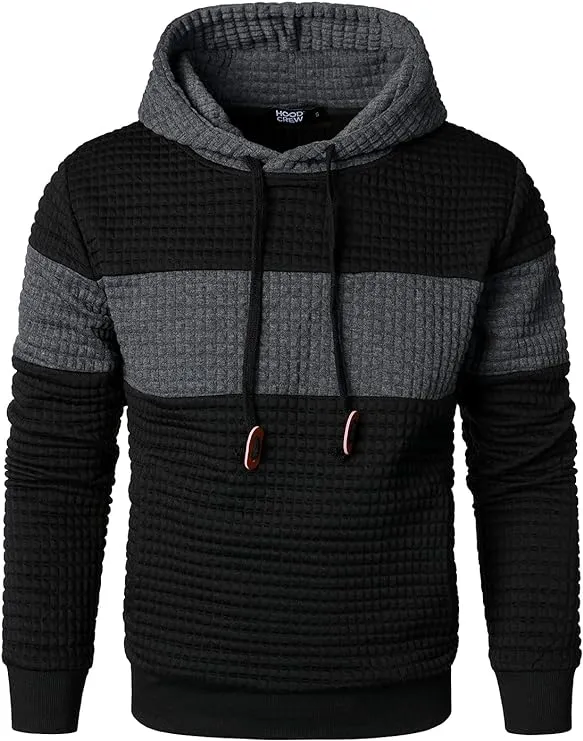 Cool Comfort: Men’s Long-Sleeved Plaid Hooded Sweatshirt