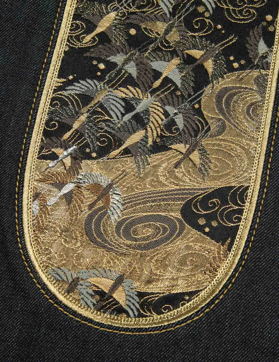 Crane Embrodiery Brocade Daicock Regular Straight Fit Jeans #2008