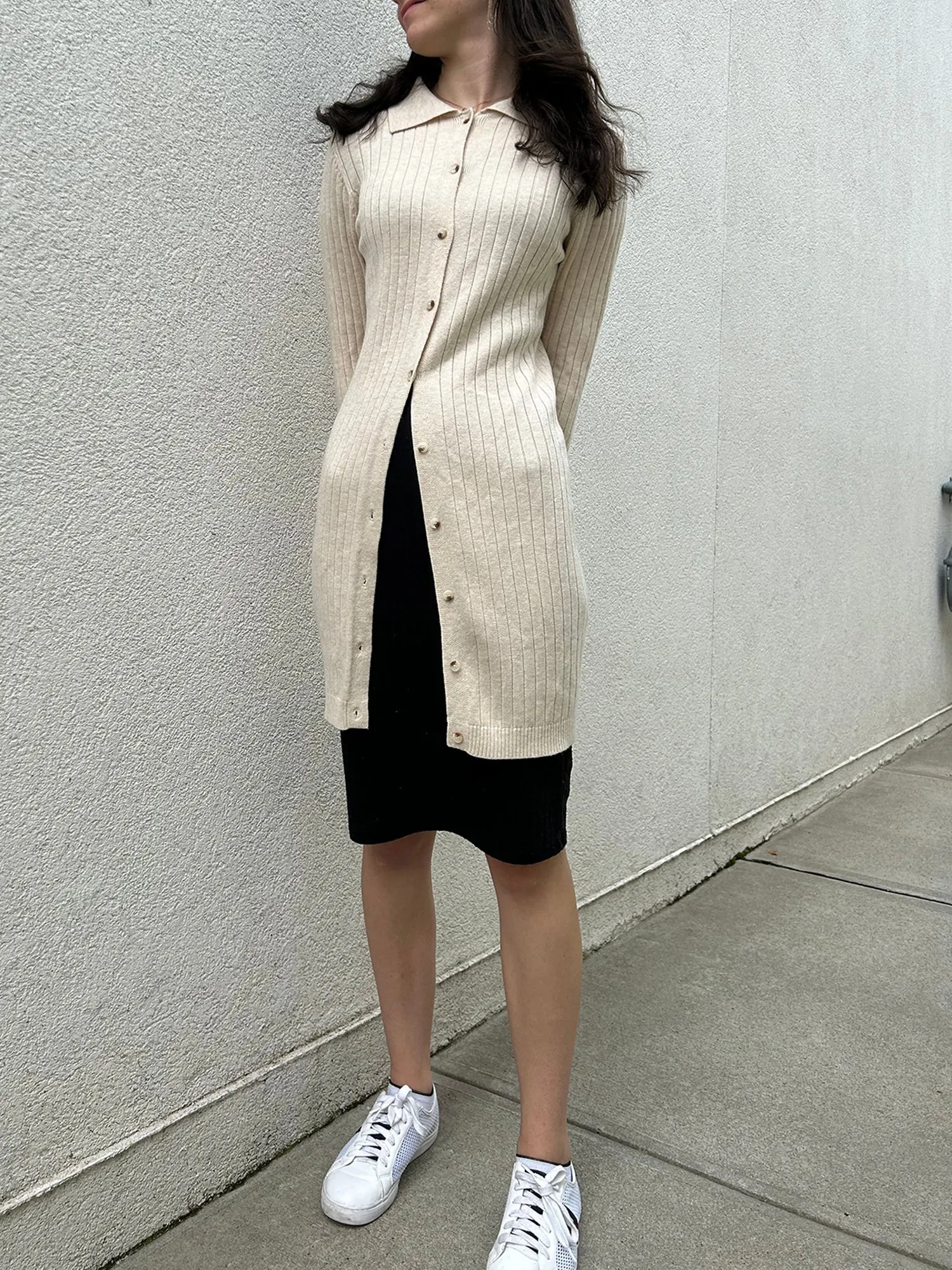 Crescent Button Front Polo Cardigan