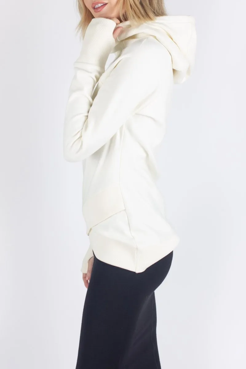 CROSSOVER HEM HOODIE (IVORY)