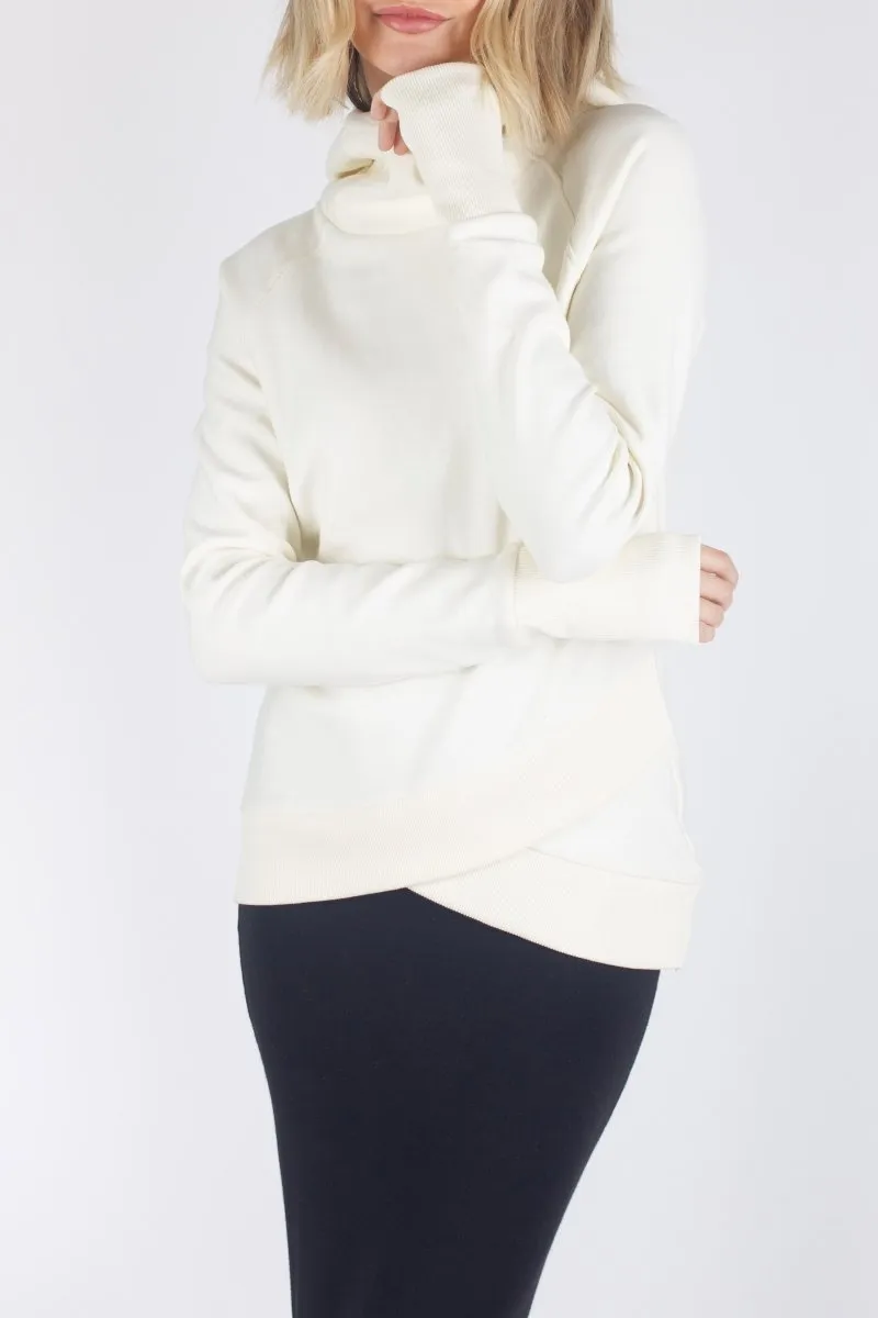 CROSSOVER HEM HOODIE (IVORY)