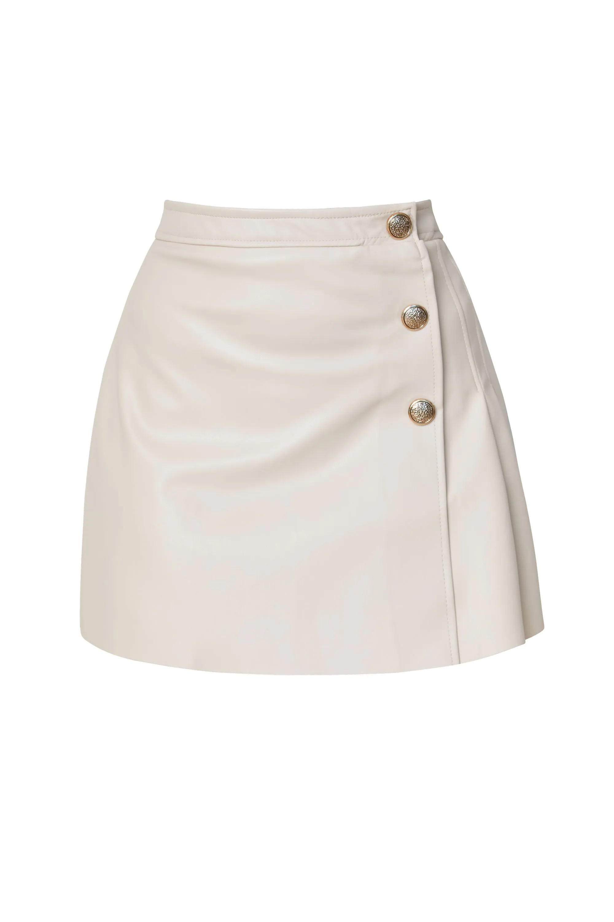 Damali Vegan Leather Pleated Button Skirt