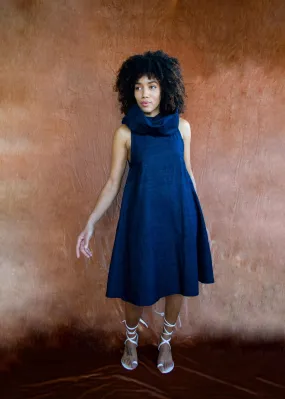 Denim Cowl Neck Dress