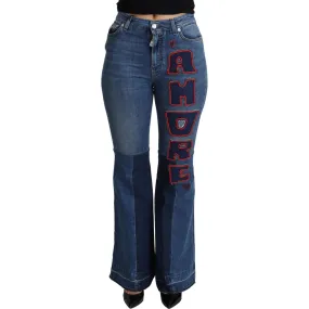 Dolce & Gabbana Elegant Boot Cut Denim Jeans with Amore Patch