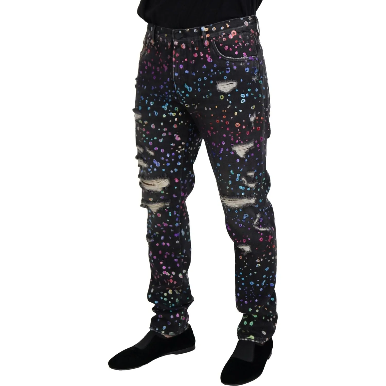 Dolce & Gabbana Elegant Multicolor Printed Denim Pants