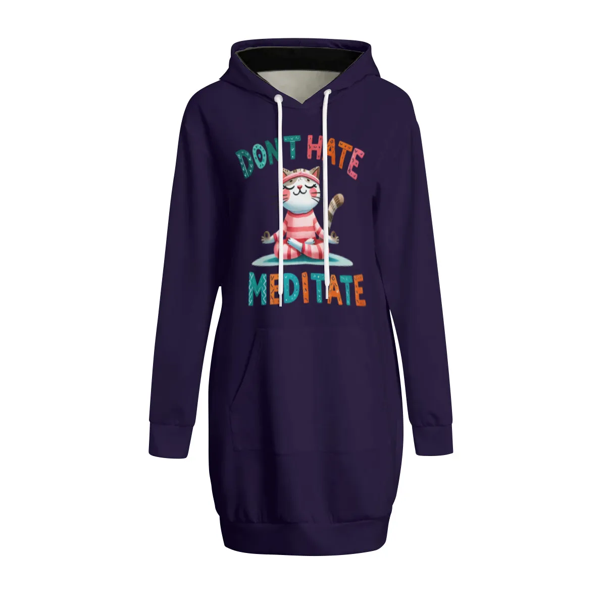 Don't Hate Meditate Cat Lovers Hoodie Dress