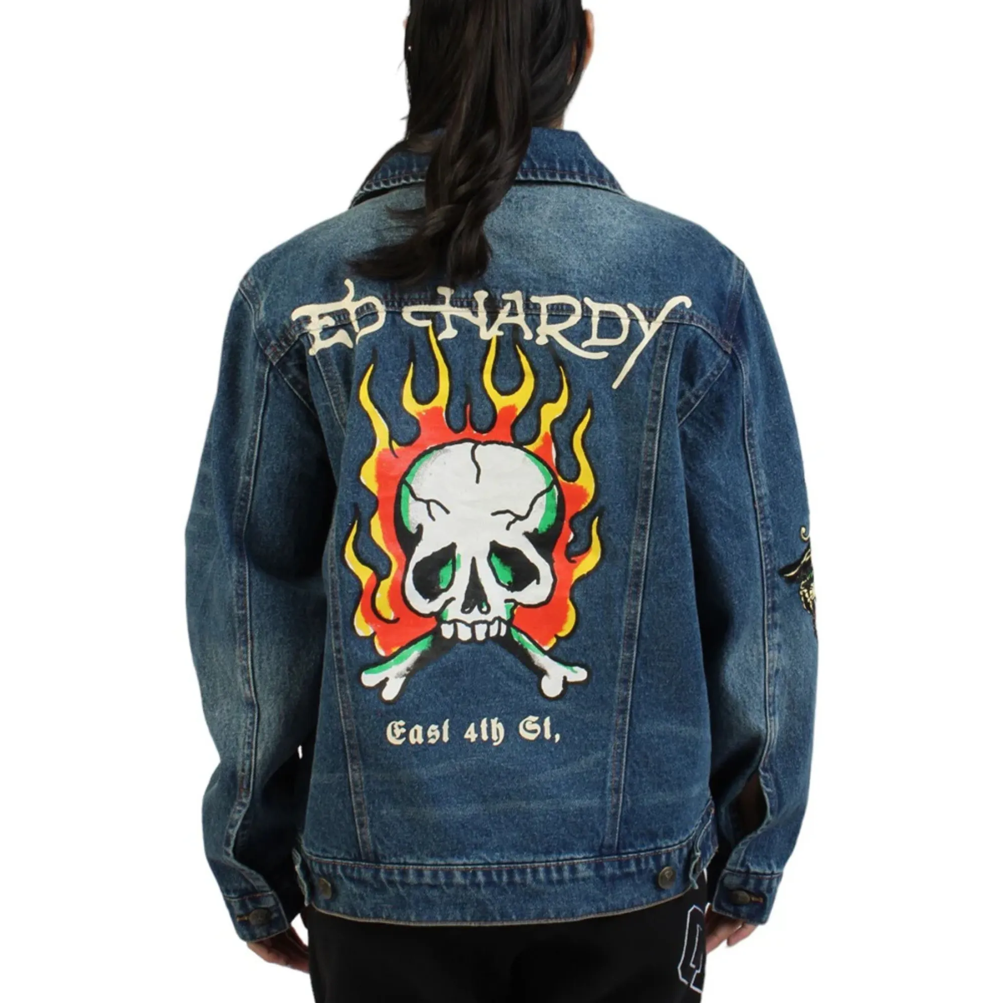 ED HARDY Flame Skull Women's Denim Jacket