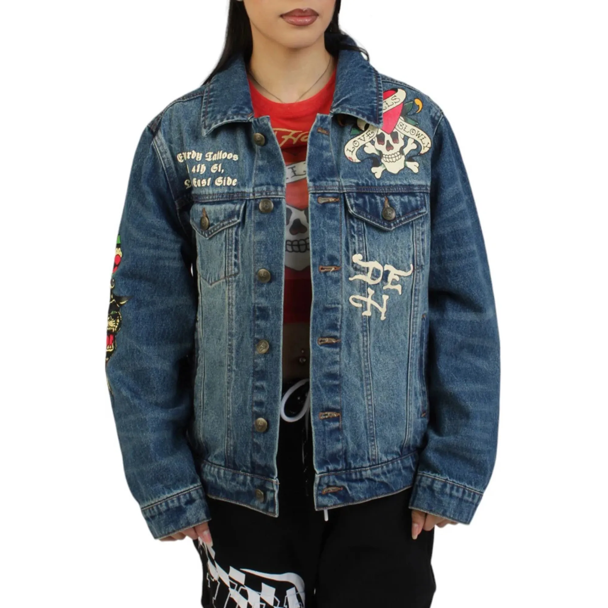 ED HARDY Flame Skull Women's Denim Jacket