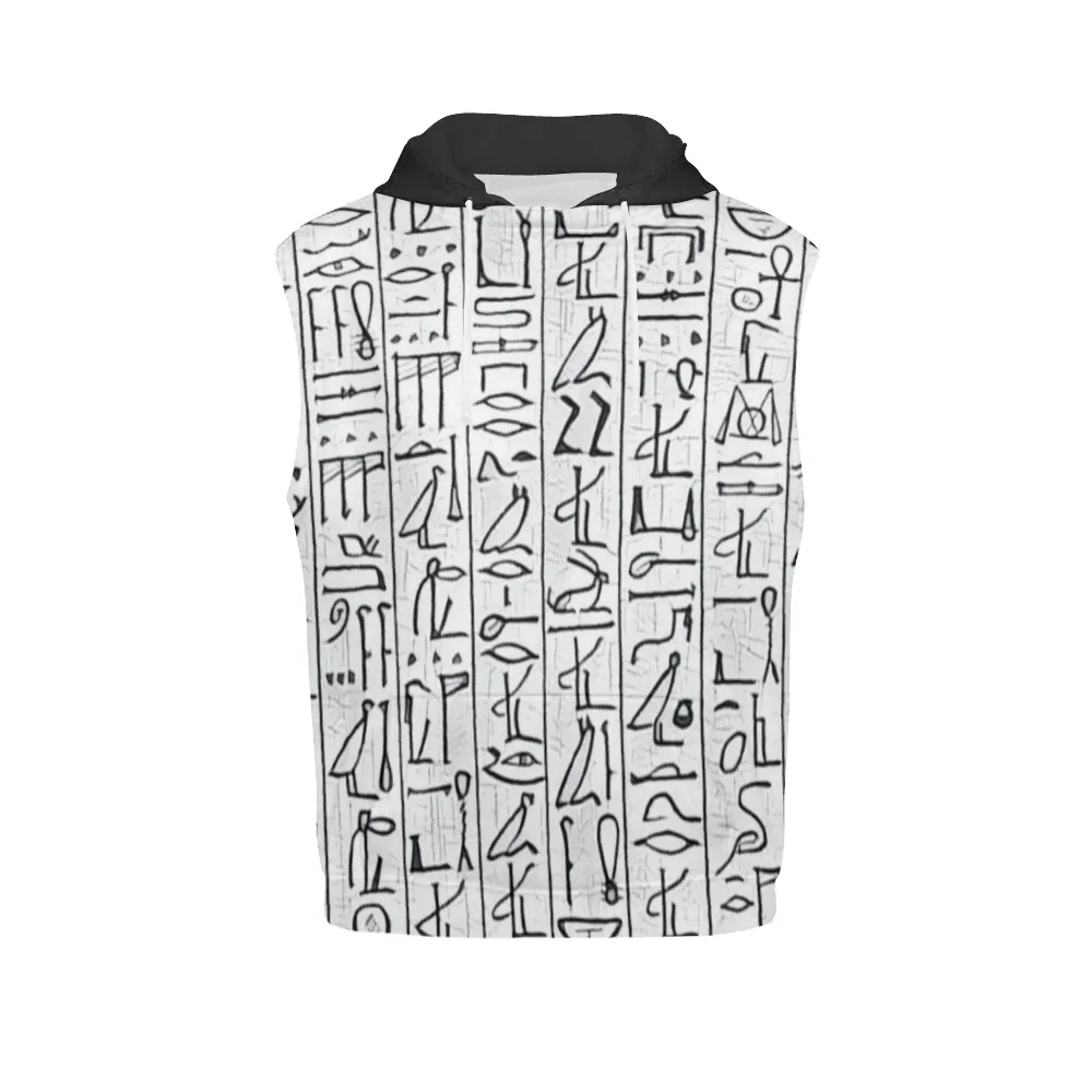 Egyptian Hieroglyphics (White) Unisex Sleeveless Hoodie