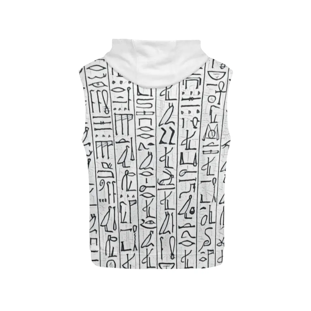 Egyptian Hieroglyphics (White) Unisex Sleeveless Hoodie