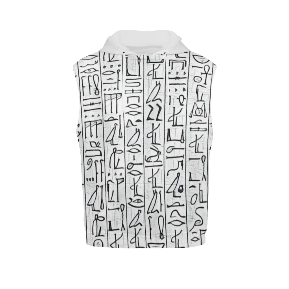 Egyptian Hieroglyphics (White) Unisex Sleeveless Hoodie