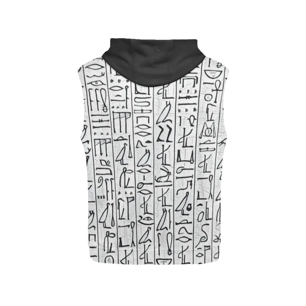 Egyptian Hieroglyphics (White) Unisex Sleeveless Hoodie