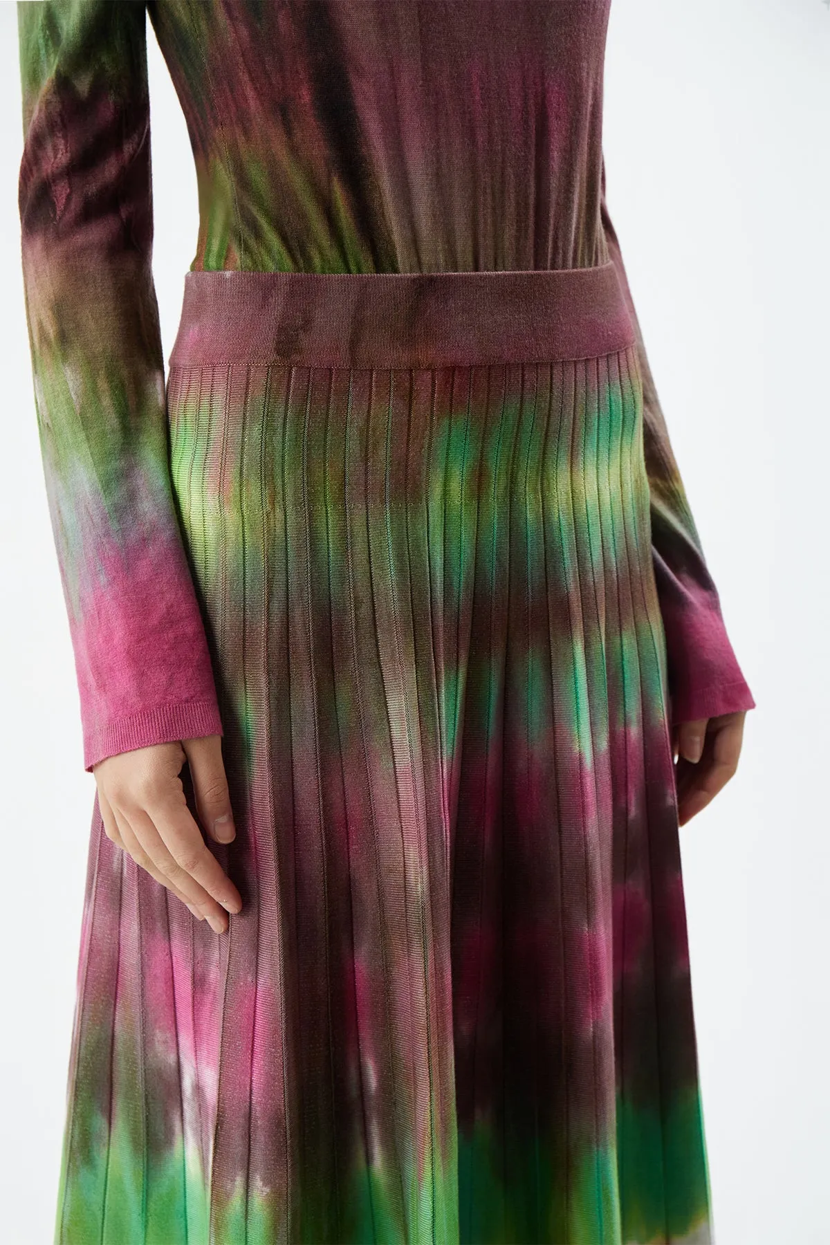 Ella Knit Skirt in Jewel Tie Dye Cashmere