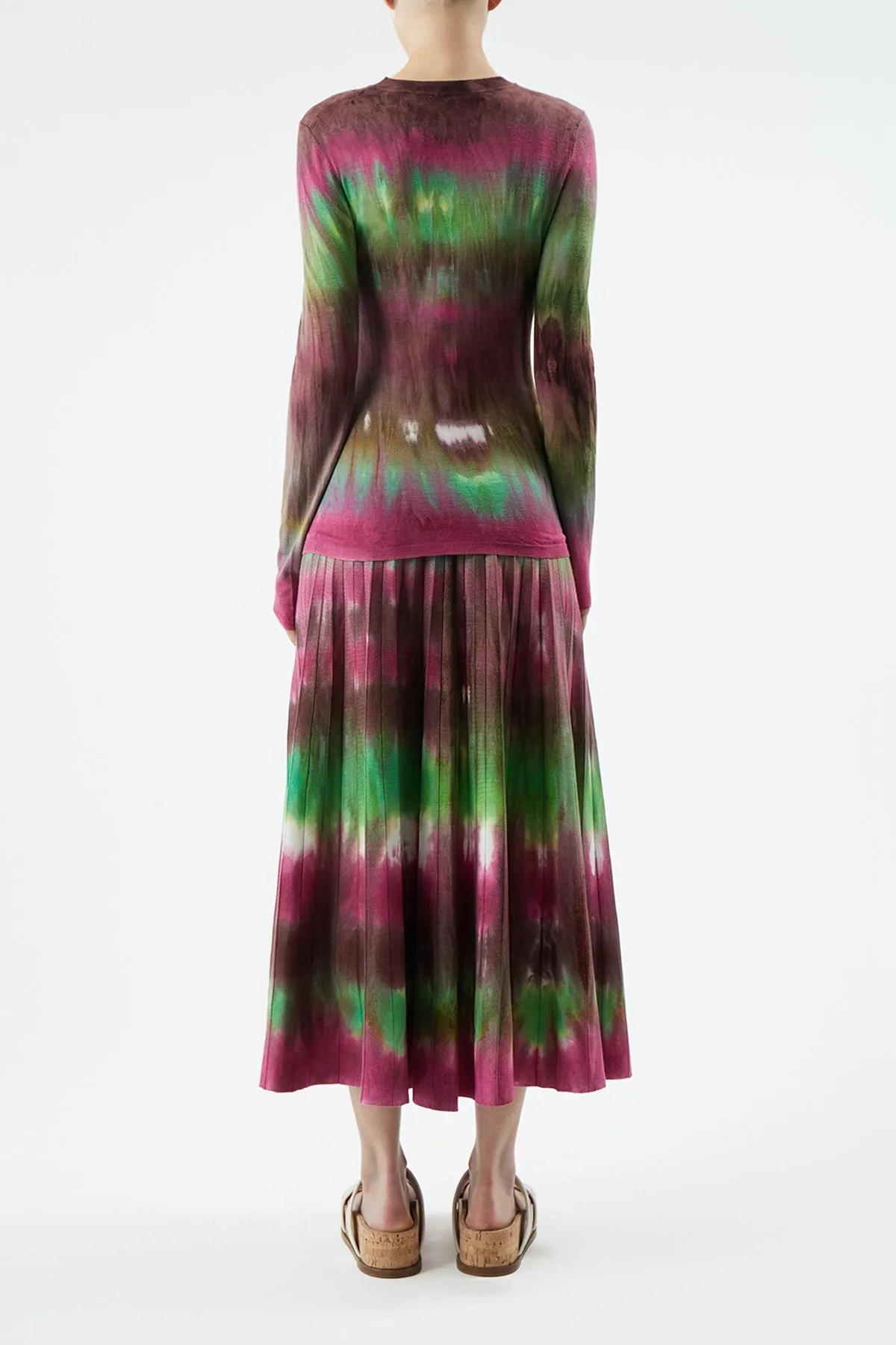 Ella Knit Skirt in Jewel Tie Dye Cashmere