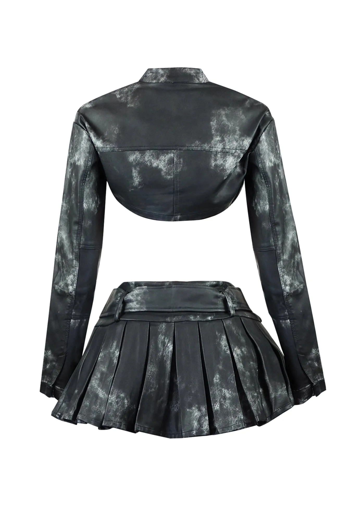 Emerla Faux Leather Jacket & Skirt SET