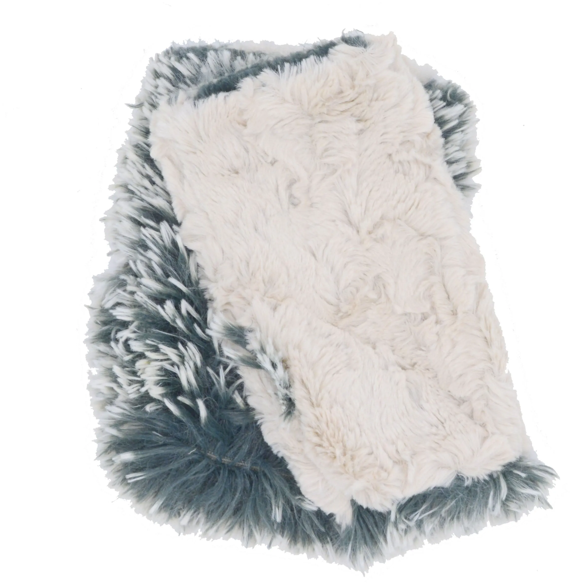 Faux Fur Gift Set - Neck Warmer and Fingerless Gloves in Blue Steel