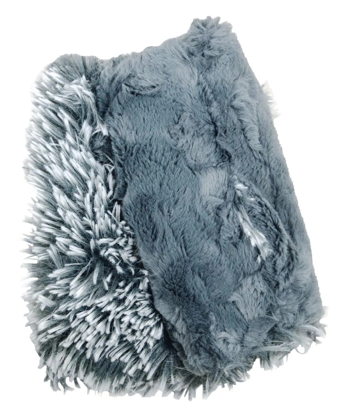 Faux Fur Gift Set - Neck Warmer and Fingerless Gloves in Blue Steel