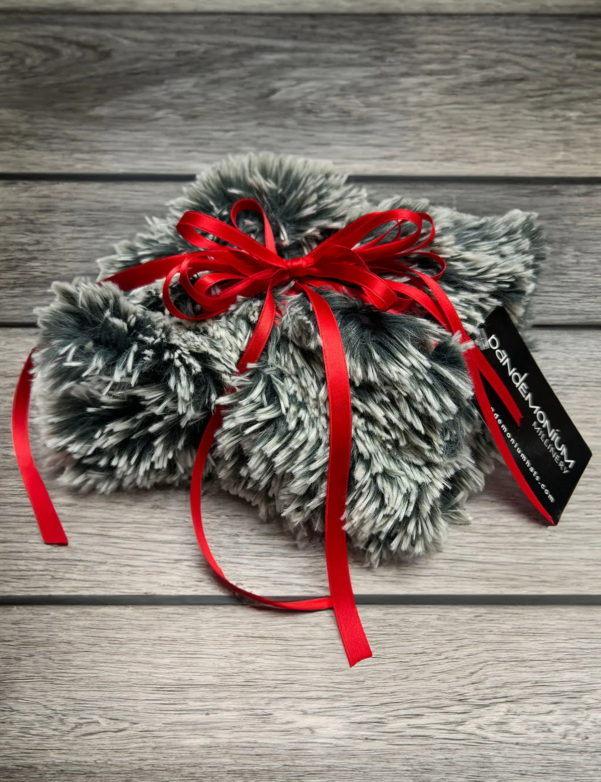 Faux Fur Gift Set - Neck Warmer and Fingerless Gloves in Blue Steel