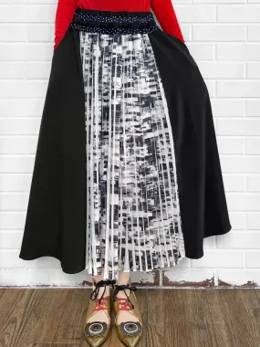 Final Sale! Mixed Media Pleated Front & Back Midi-Skirt