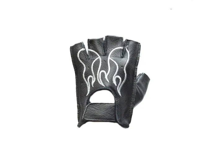 Fingerless Gloves With White Flames, GL2018-DL