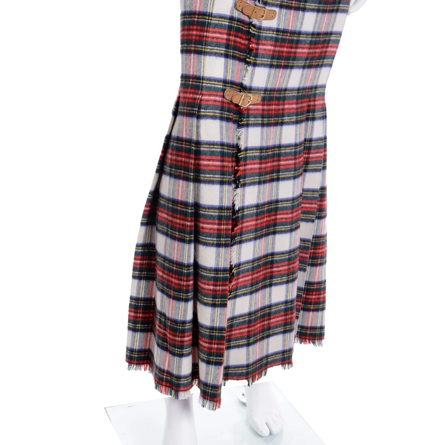 F/W 1989 Isaac Mizrahi "Extreme Kilt" Strapless Red Tartan Plaid Dress