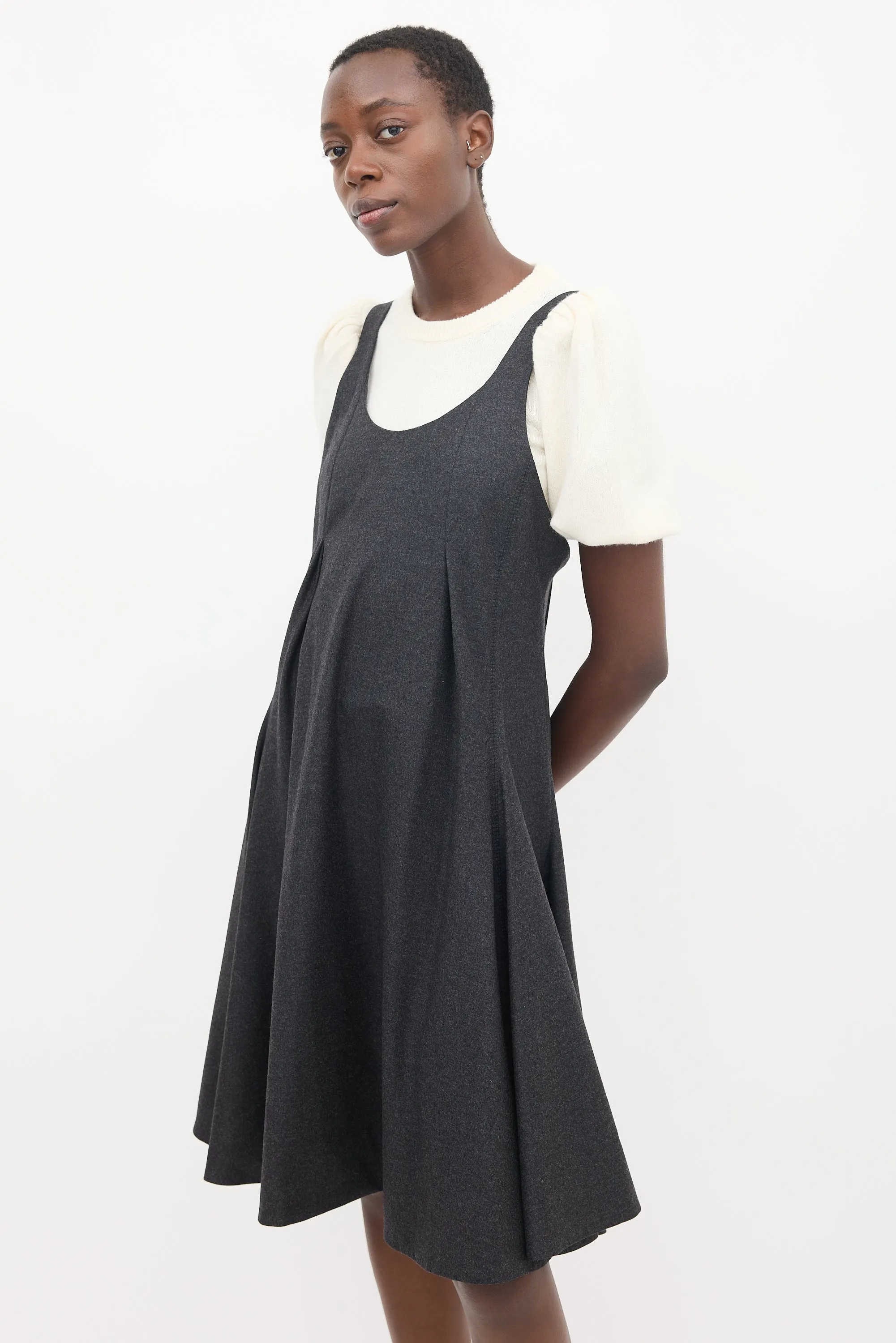 FW 2007 Grey Wool Pleated Dress