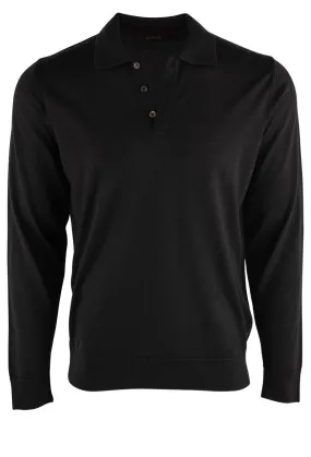 Garnet Men's Merino Wool Polo Sweater - Black