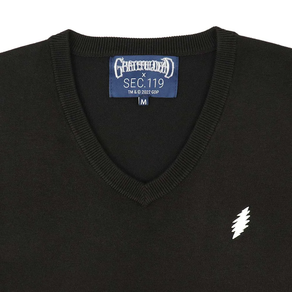 Grateful Dead | V Neck Sweater | Black Bolt