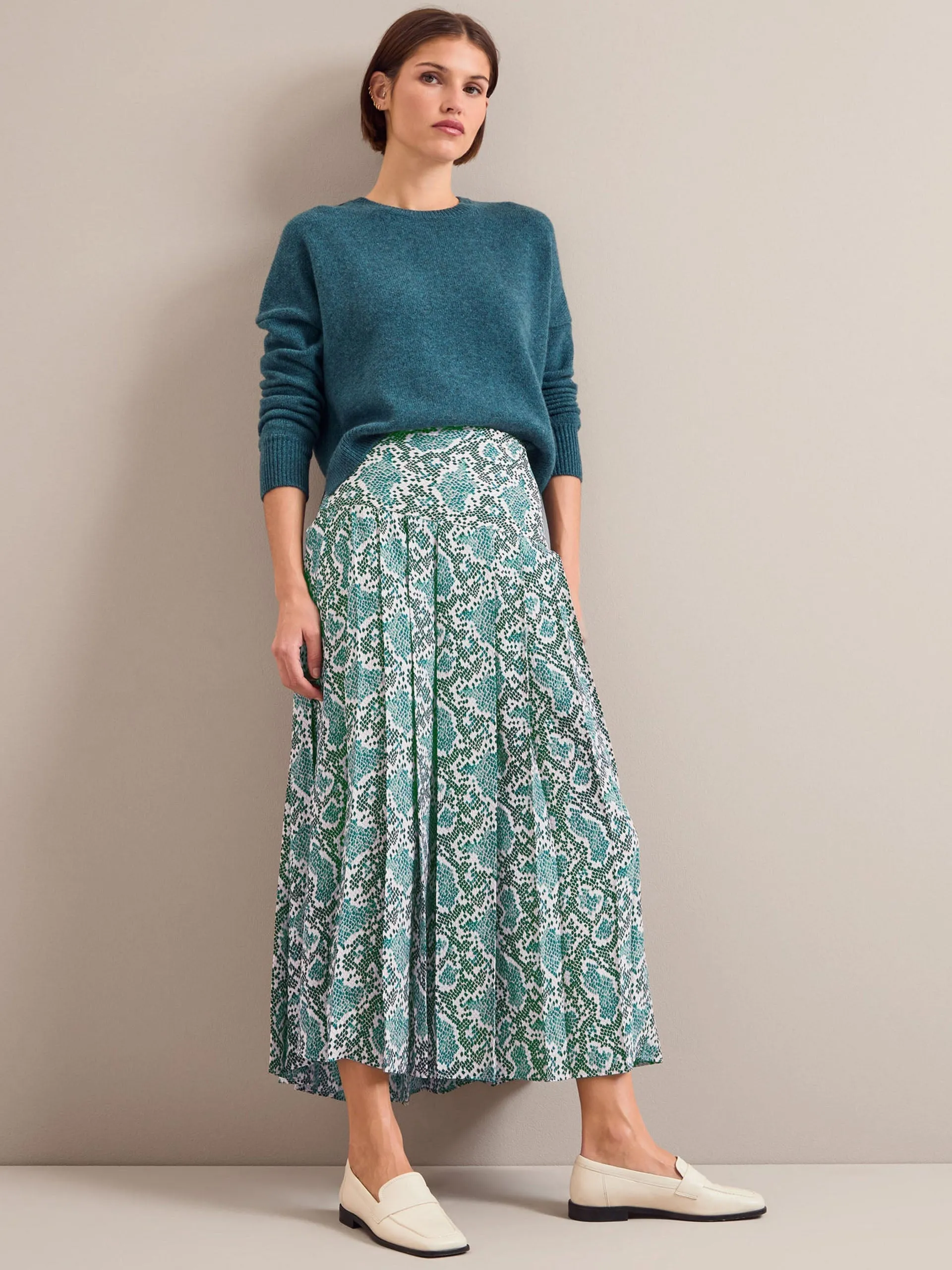 Green snakeskin print Sienna maxi skirt