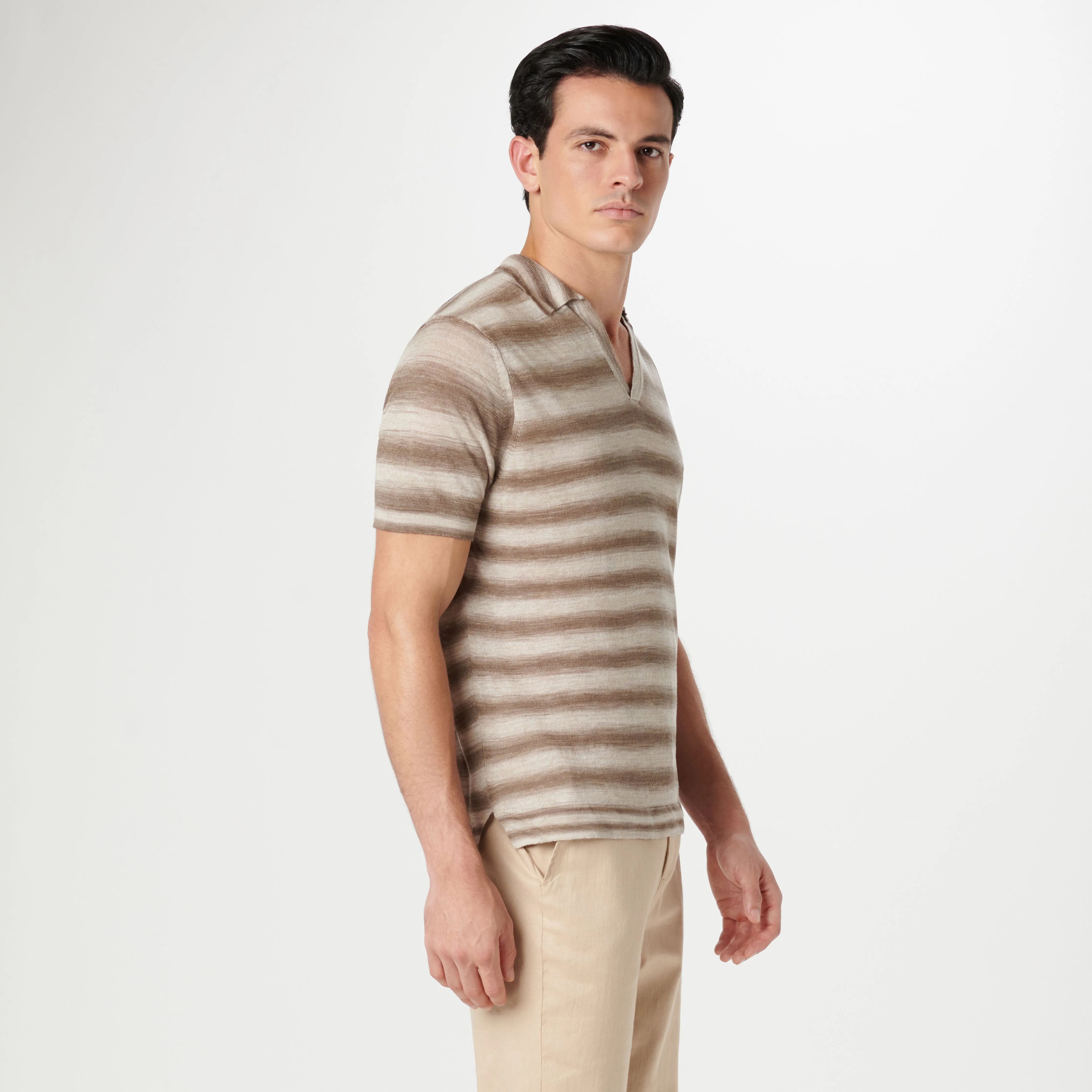 Heather Striped Short Sleeved Johnny Sweater