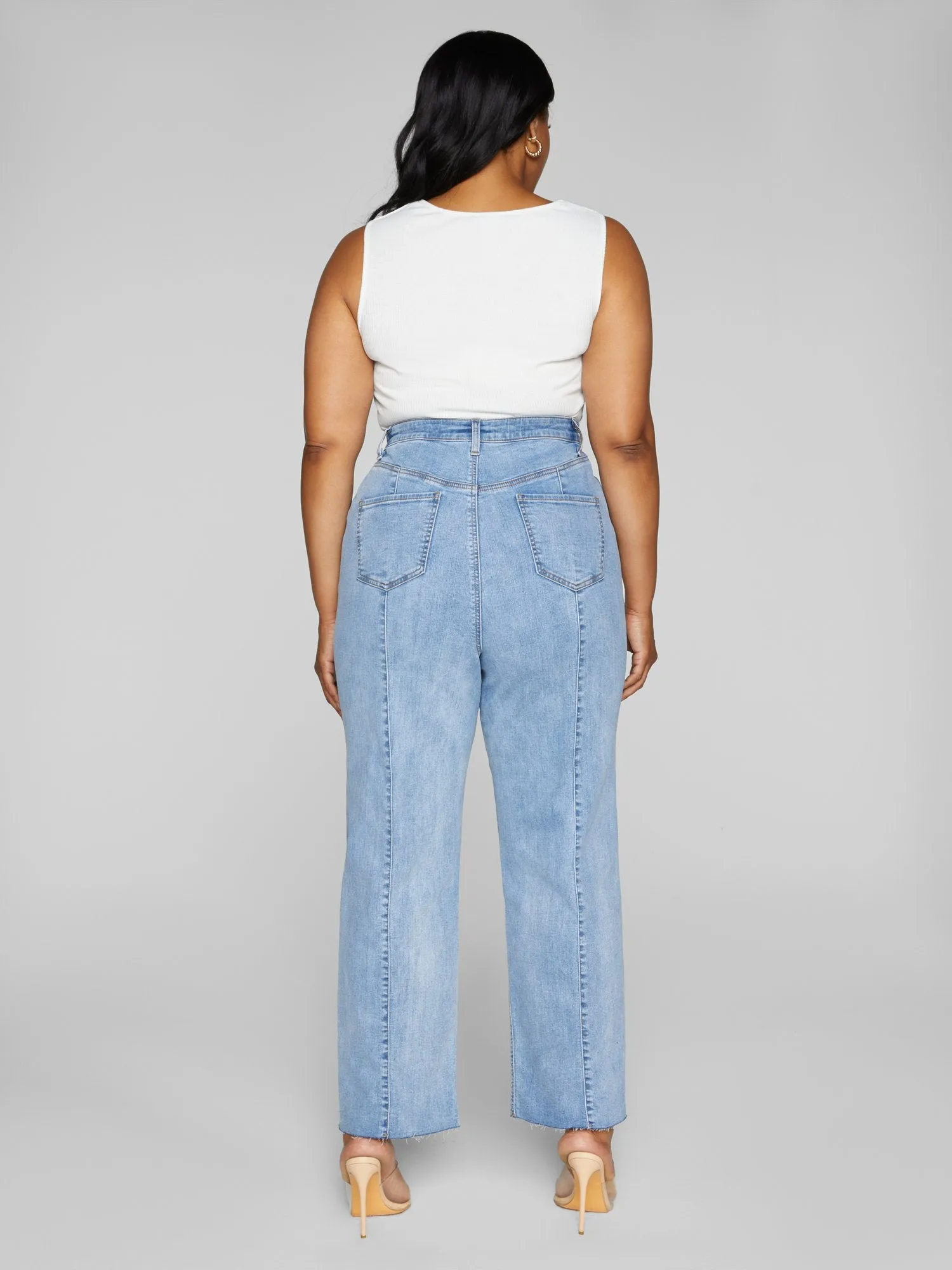 High Rise Seam Detail Relaxed Fit Jeans