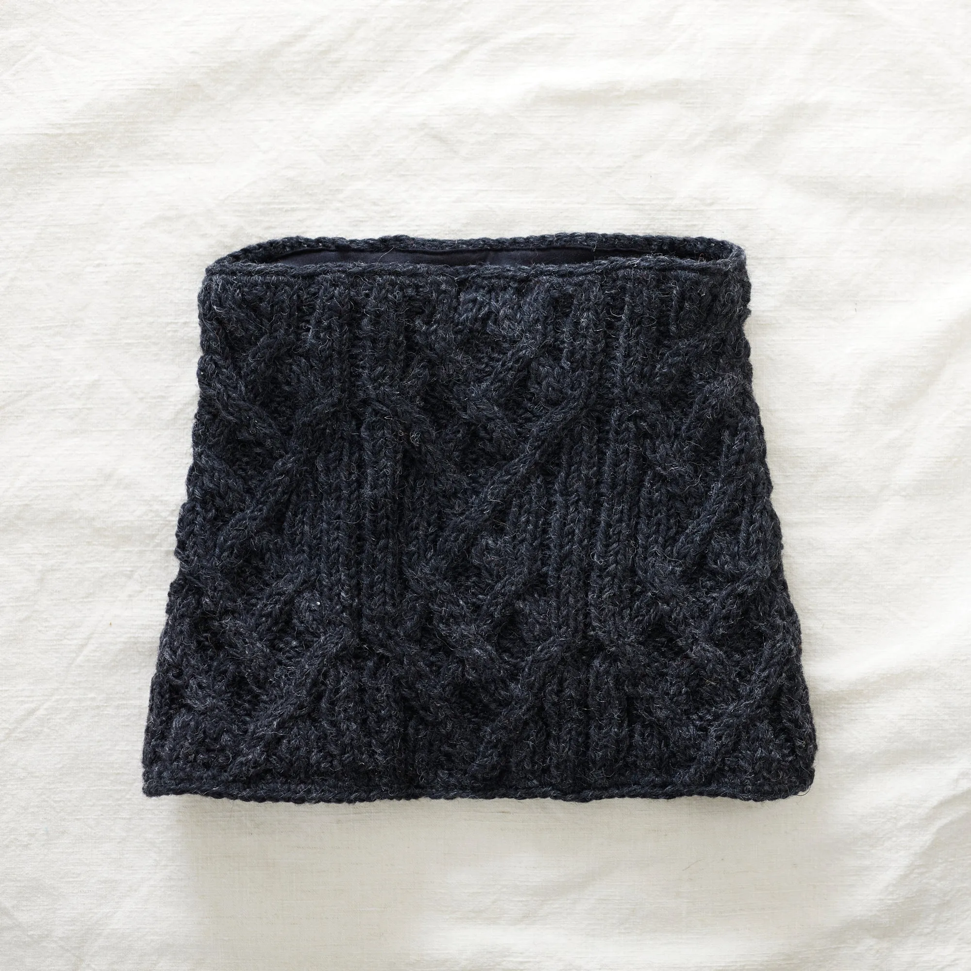 HIRA Cable Handknit Wool Lined Neckwarmer Scarf