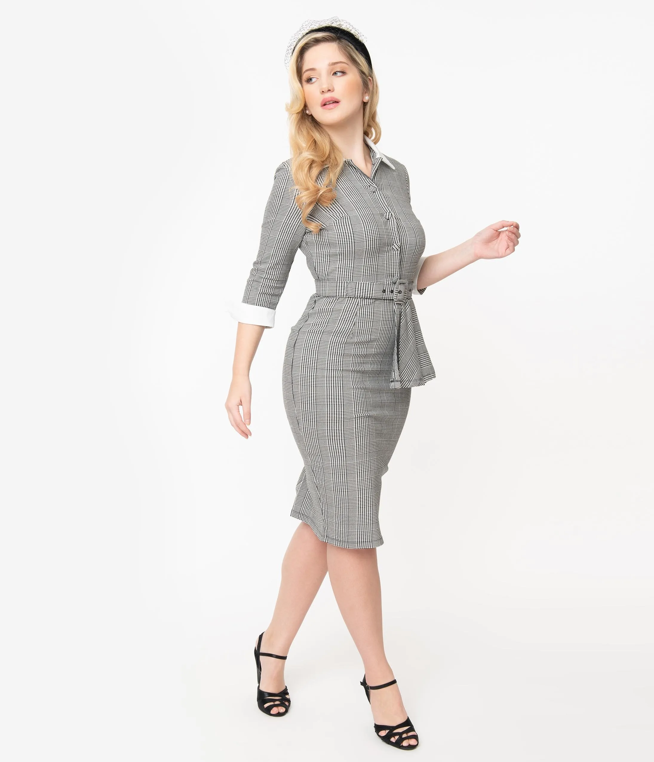 I Love Lucy x Unique Vintage Houndstooth TV Star Pencil Dress